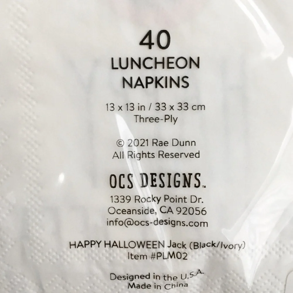 Rae Dunn HAPPY HALLOWEEN Jack Luncheon Napkins